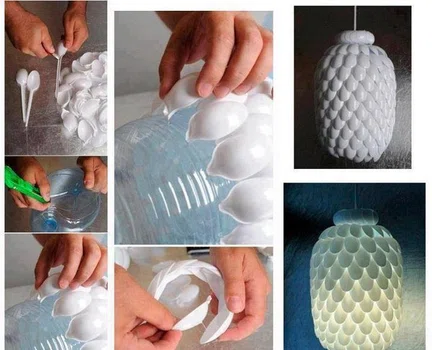 Lampa z plastikowych łyżeczek