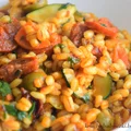 Kaszotto, pęczotto z chorizo i warzywami