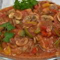 Schab z warzywami i pieczarkami