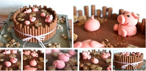 Urocze świnki na torcie