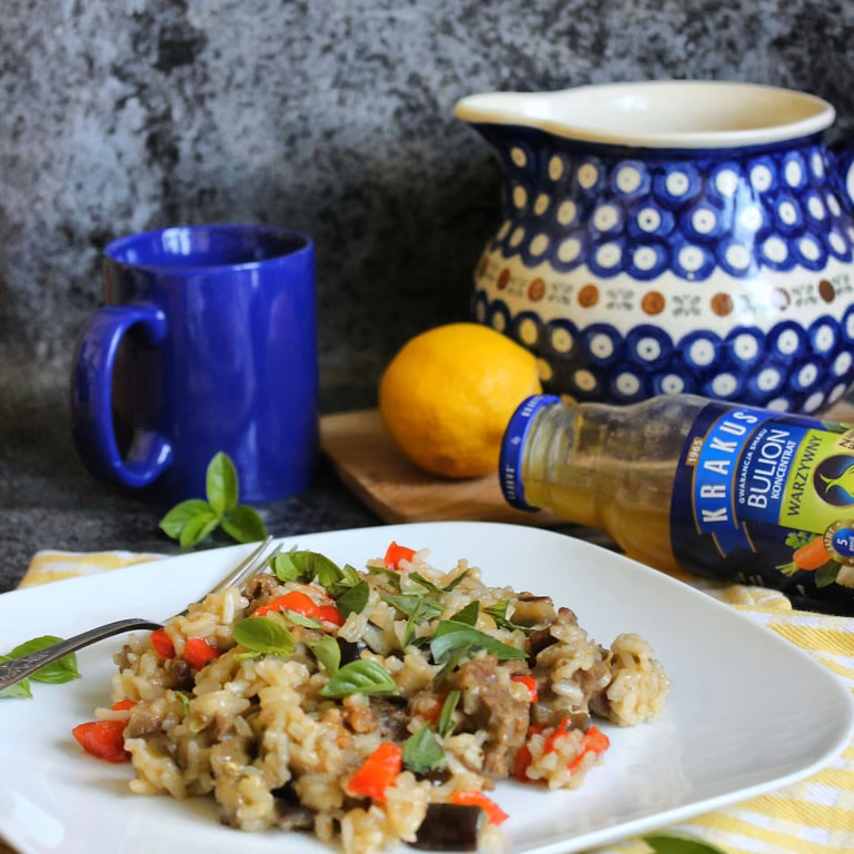 Jesienne risotto z bakłażanem