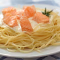 Spaghetti z lososiem i sosem smietanowym