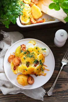 Zapiekanka ziemniaczana z kiełbasą i jajkami