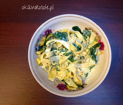 Makaron tagliatelle ze szpinakiem i serkiem mascarpone- bezmięsny obiad w kwadrans