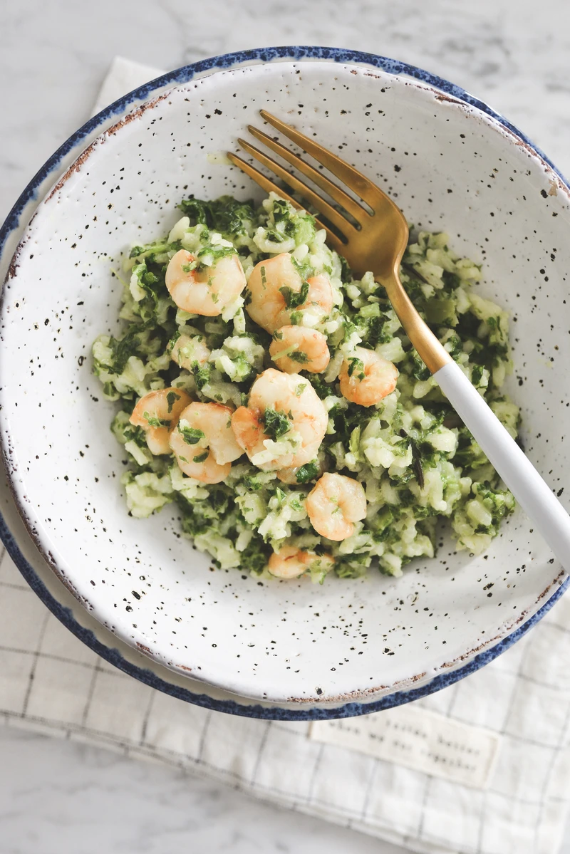 RISOTTO Z JARMUŻEM I KREWETKAMI, OBIAD W 15 MINUT
