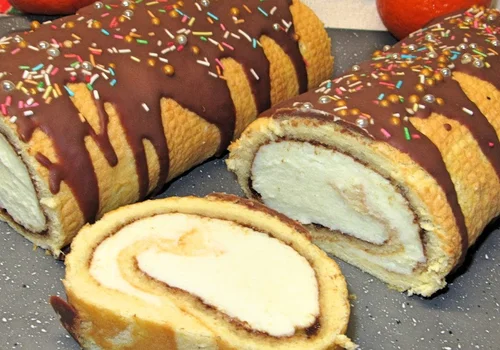 Przepyszna Rolada biszkoptowa z kremem i powidłami-łatwa, delikatna +FILM