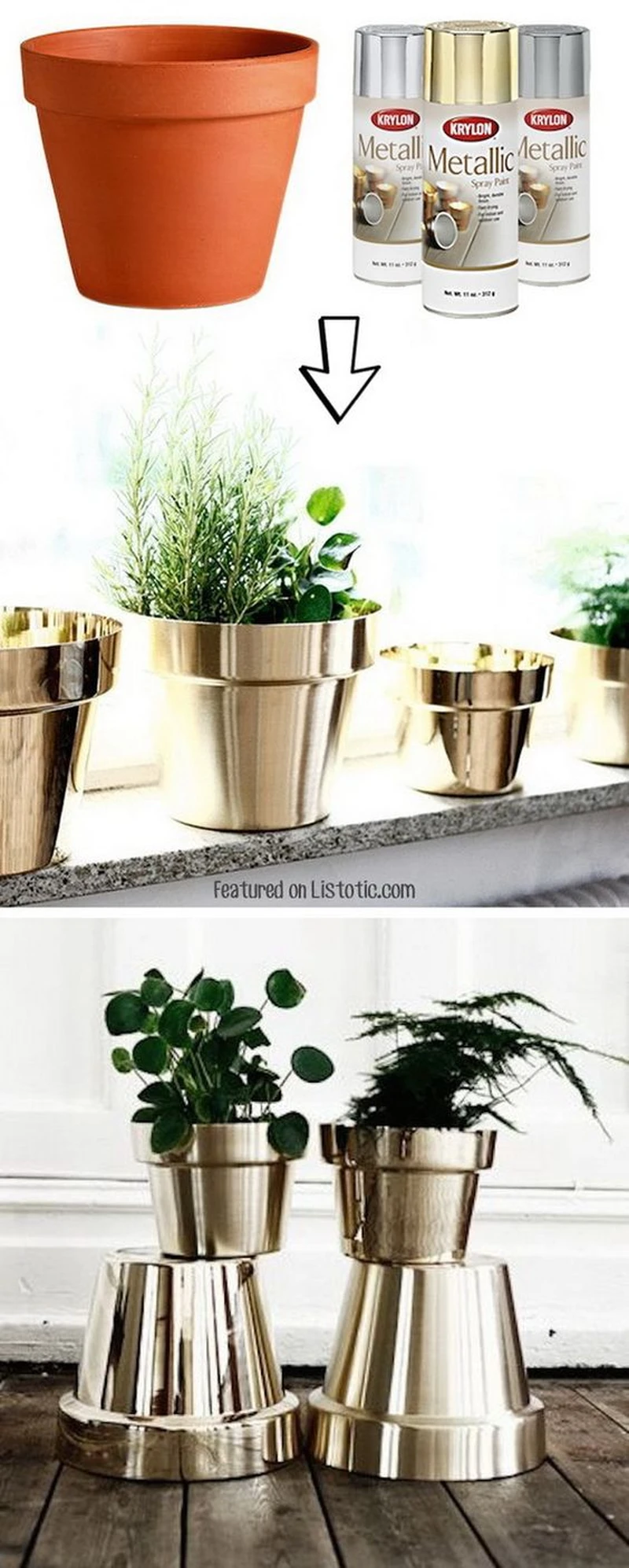 DIY- metaliczne doniczki