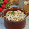 pasta rybna z prażoną cebulką