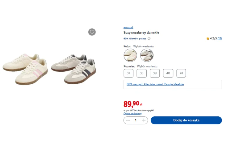 Zdjęcie Te sneakersy z Lidla za 89 zł to hit wiosny 2026! Wygodne, ale z kobiecym akcentem, do spodni i spódnicy - skóra z certyfikatem #1