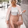 Elegancka stylizacja w pudrowym różu
