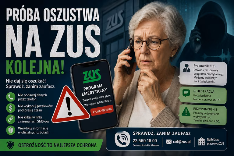 Próba oszustwa na ZUS. Jak rozpoznać fałszywy telefon i nie dać się wyłudzić pieniędzy