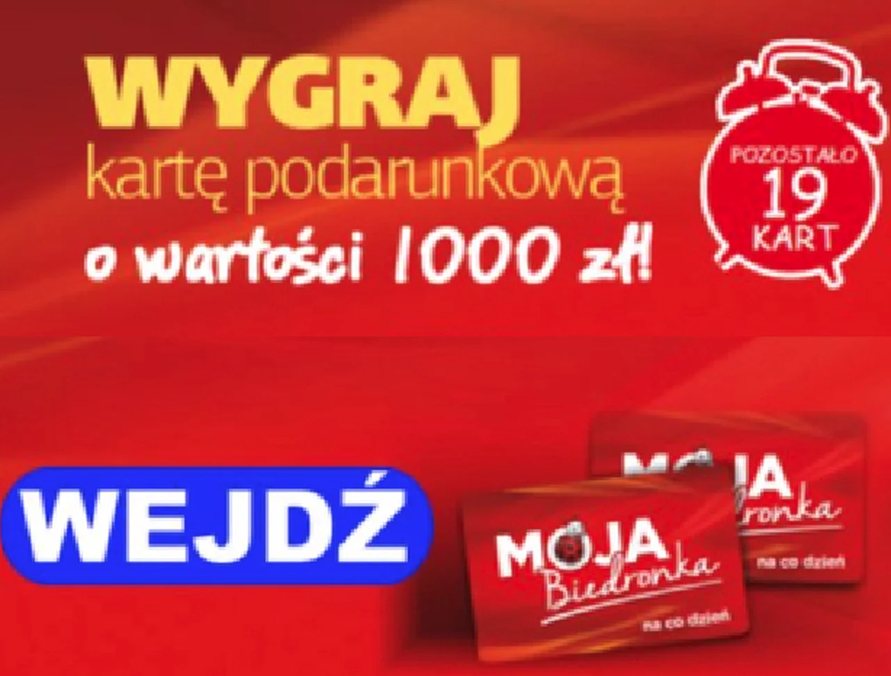 Karta z Biedronki na 1000 zł - UWAGA na oszustwo!