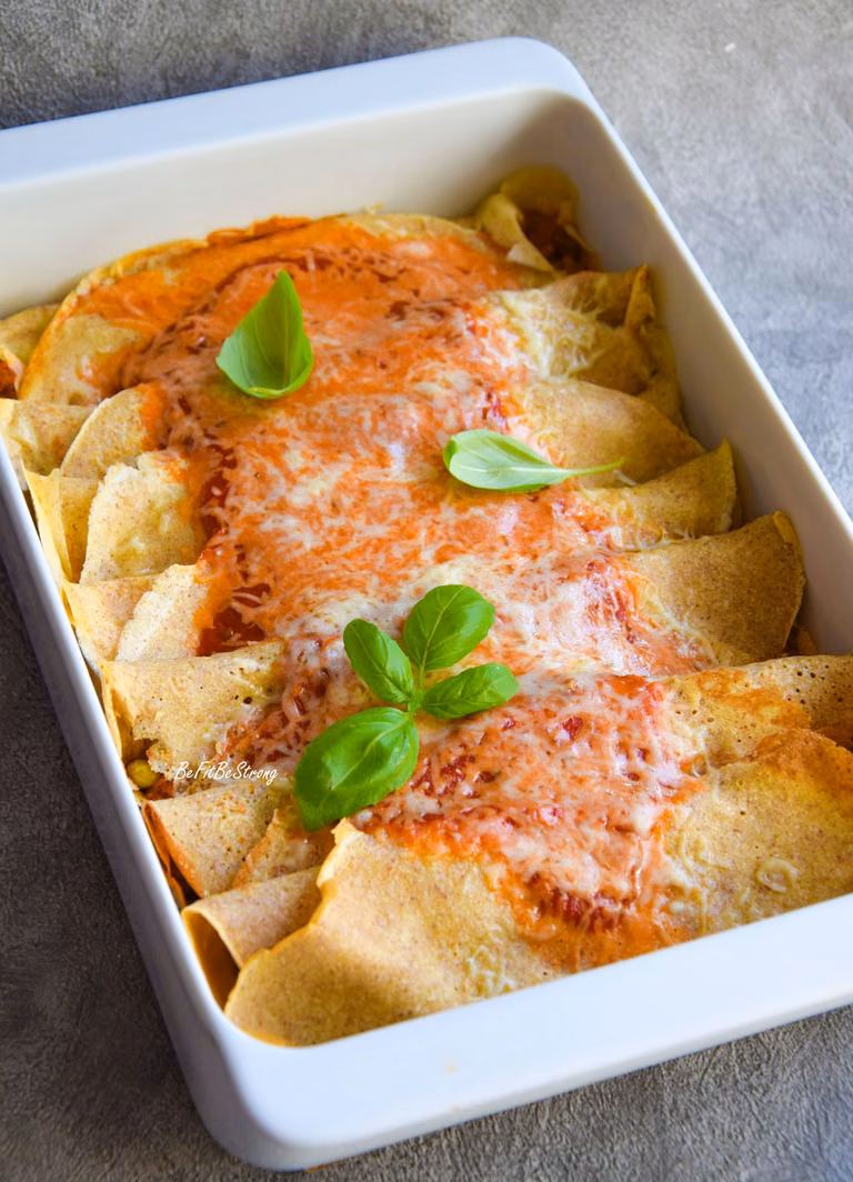 Zapiekane naleśniki gryczane bolognese na bogato