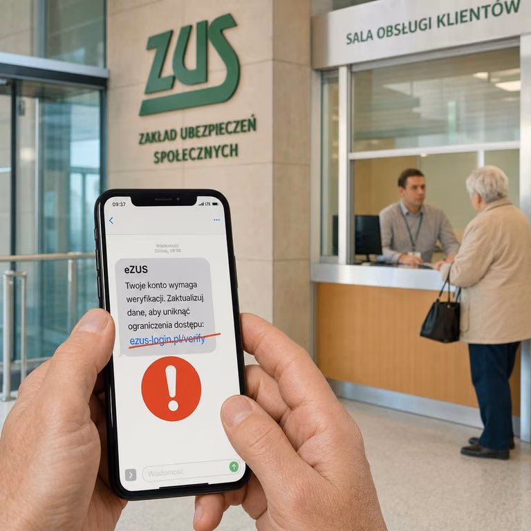 ZUS ostrzega przed SMS-ami podszywającymi się pod eZUS. Przekaż podejrzane wiadomości na 8080