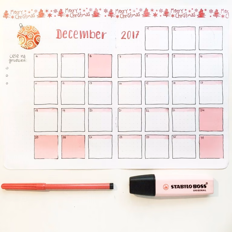 Bullet journal na grudzień