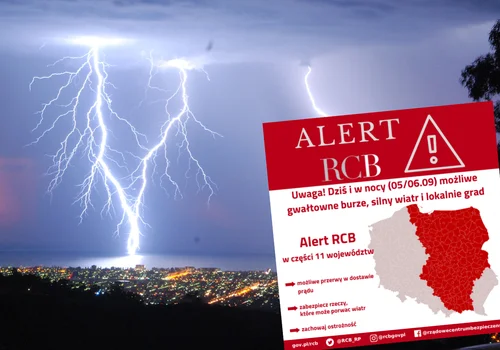 Alert RCB dla 11 województw! Gwałtowne burze, grad i wiatr do 85 km/h!
