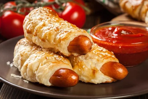 Pieczone parówki w cieście francuskim