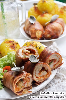Roladki z kurczaka z serem mozzarella i szynką szwarcwaldzką