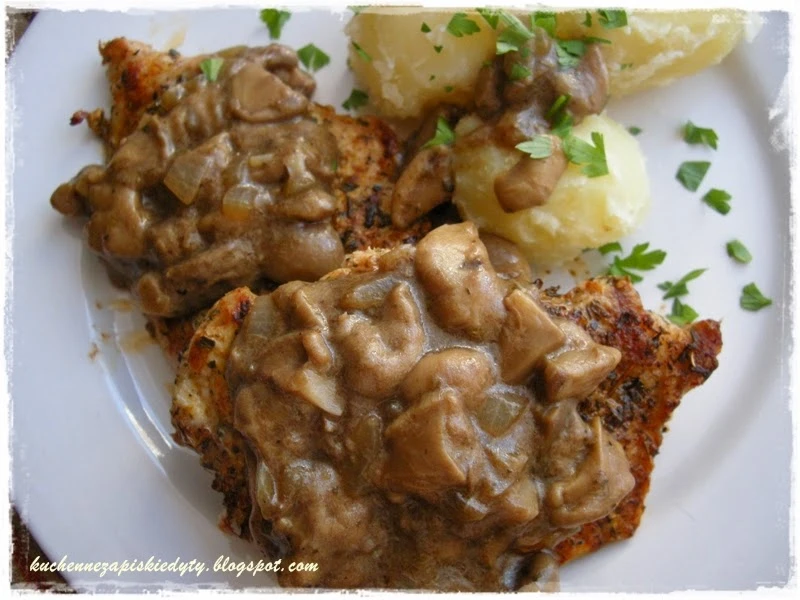 Grillowany schab z grzybami