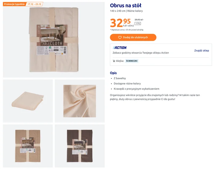 Zdjęcie Ten obrus z Action to HIT na święta! Elegancja i prostota w jednym, a cena? Tylko 32,95 zł #1