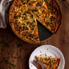 Tarta z kurkami, porem i parmezanem