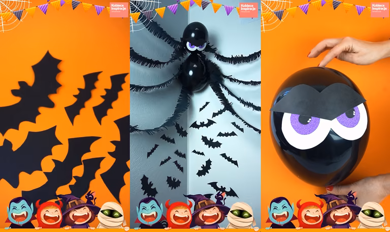 Dekoracje na Halloween -Pająk z balonów - Zrób to sama!
