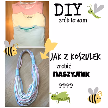 DIY, recykling ubrań, naszyjnik z koszulek