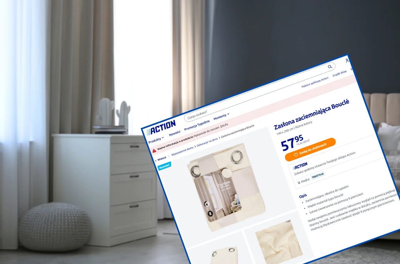 Te zasłony z Action za 57 zł zrobią w pokoju efekt wow! Praktyczne pierścienie, miękki oryginalny materiał bouclé - świetne zaciemniają