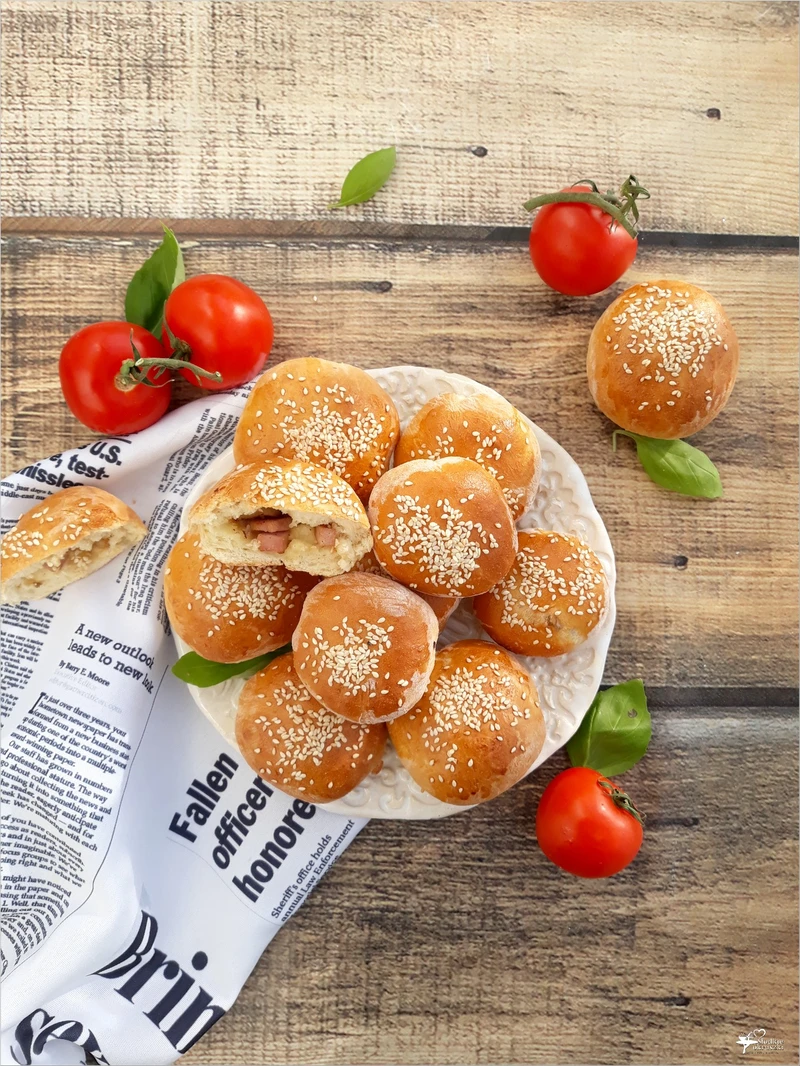Nadziane bułeczki (z szynką i pieczarkami)