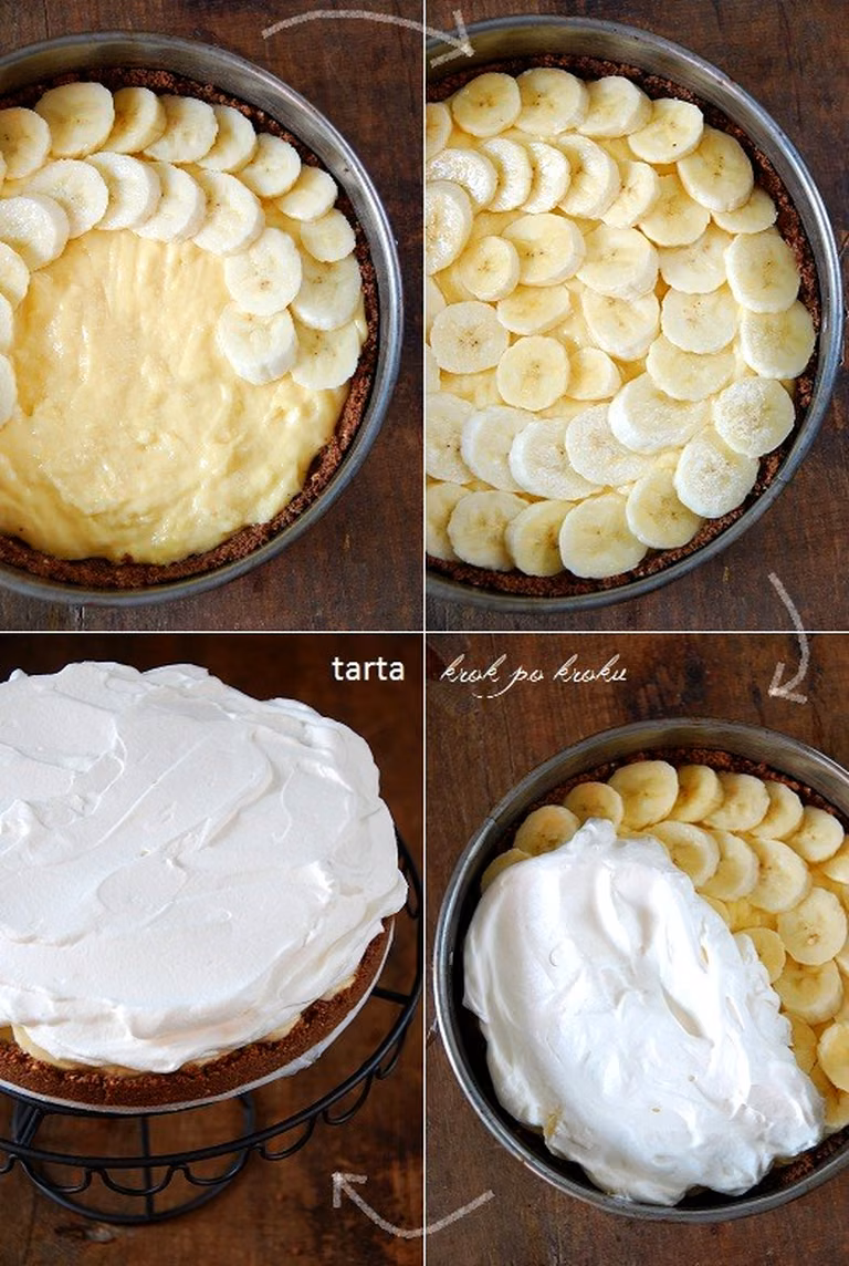 Tarta z bananami i kremem budniowym