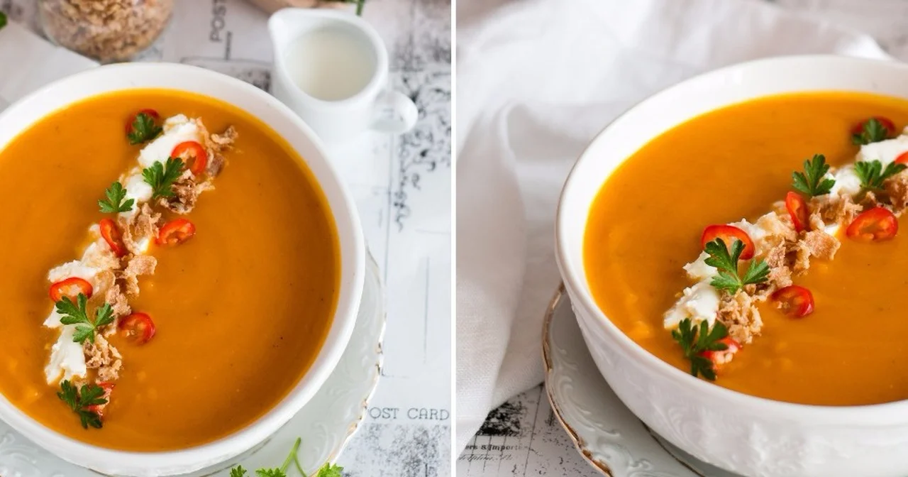 Zupa dyniowo – pomidorowa z pieczonych warzyw