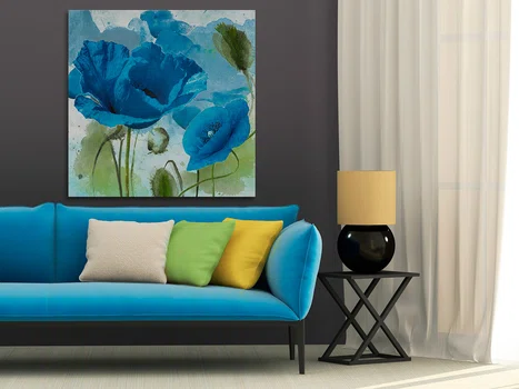 Kwiecisty błękit paryski - nowoczesny obraz na płótnie