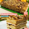 Miodownik piernikowy z kremem i powidłami