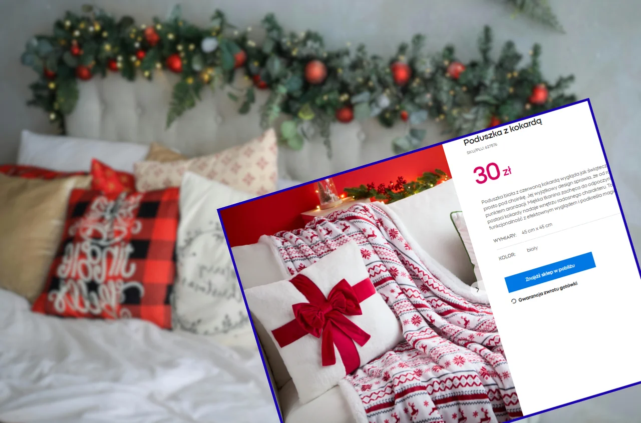 Te poduszki z Pepco za 30 zł to cudo na Święta! Mięciutkie, a duże kokardy robią mega efekt -  kanapa jak z katalogu