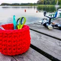 Koszyk na szydełku wydziergany na rybach
