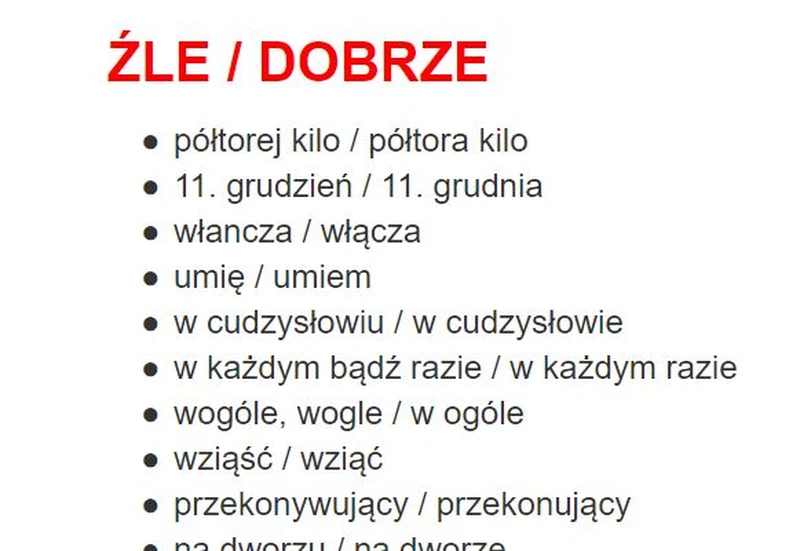 Najczęściej popełniane błędy językowe