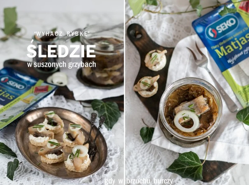 Śledzie w suszonych grzybach