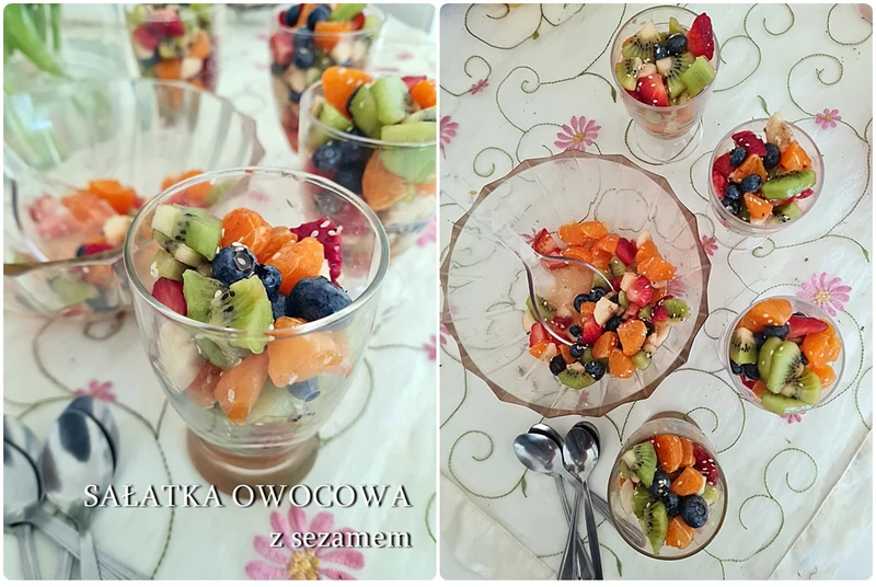 Kolorowa sałatka owocowa z sezamem