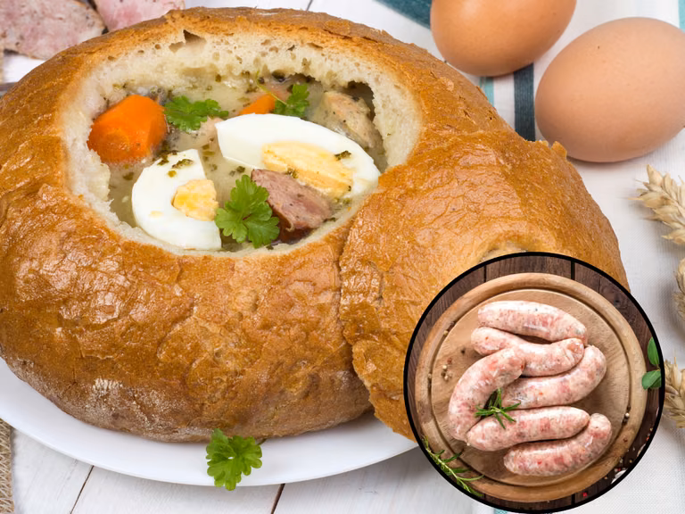 Biała kiełbasa w żurku – jak ją przygotować, żeby nie była gumowata?