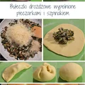 Bułeczki drożdżowe z pieczarkami i szpinakiem