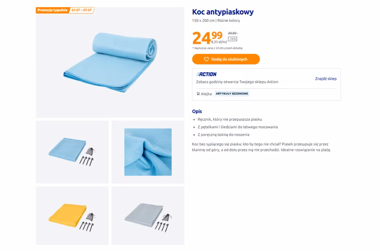 Zdjęcie Ten sprytny koc z Action za 24 zł to hit plażowania! Rozprawi się z uciążliwym problemem #1