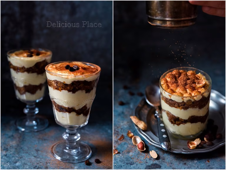 Tiramisu z karobem i orzeszkami