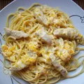 Spaghetti z kurczakiem w sosie pomarańczowym