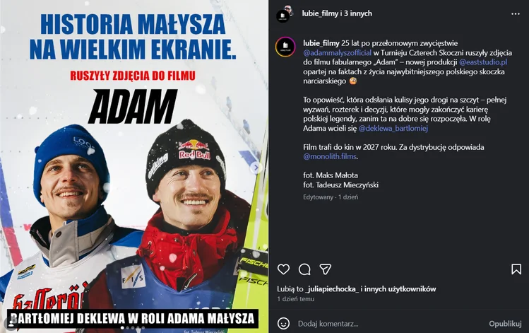 Zdjęcie Legenda skoków na wielkim ekranie. Powstaje film o Adamie Małyszu! #1