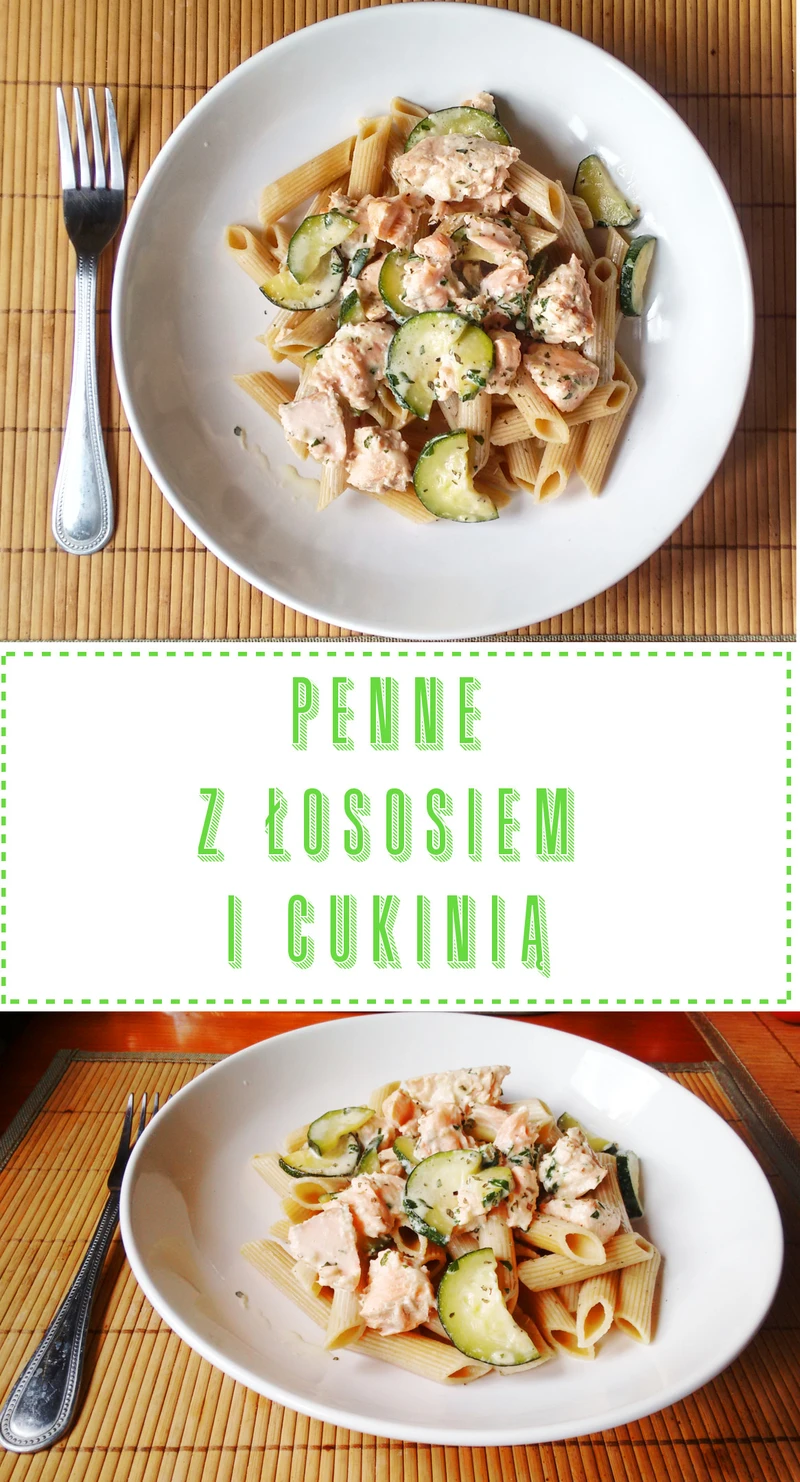 Penne z łososiem i cukinią