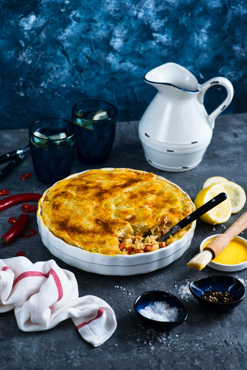 Chicken pot pie z ryżem