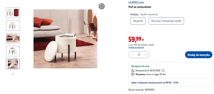 Zdjęcie Ta pufa z Lidla za 59,99 zł to gorący hit mieszkań! Dodatkowe miejsce dla gości, pomieści graty, a skandynawski look robi robotę #1