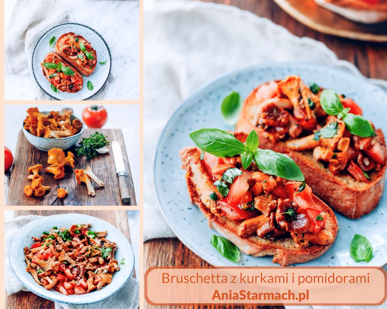 Bruschetta z kurkami i pomidorami
