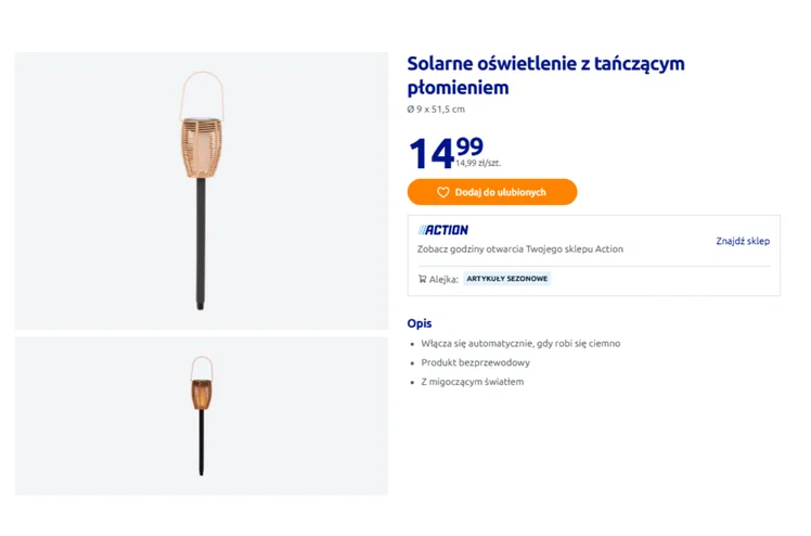 Zdjęcie Te lampki solarne z Action za 14 zł zrobią szał w ogrodzie i balkonie! Zero kabli, a efekt tańczącego płomienia zachwyca #1