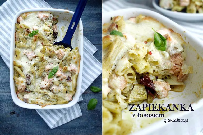 Zapiekanka makaronowa z łososiem
